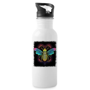 peace symbol dove of peace hippy jokes - Trinkflasche mit integriertem Trinkhalm - Weiß - Rechts