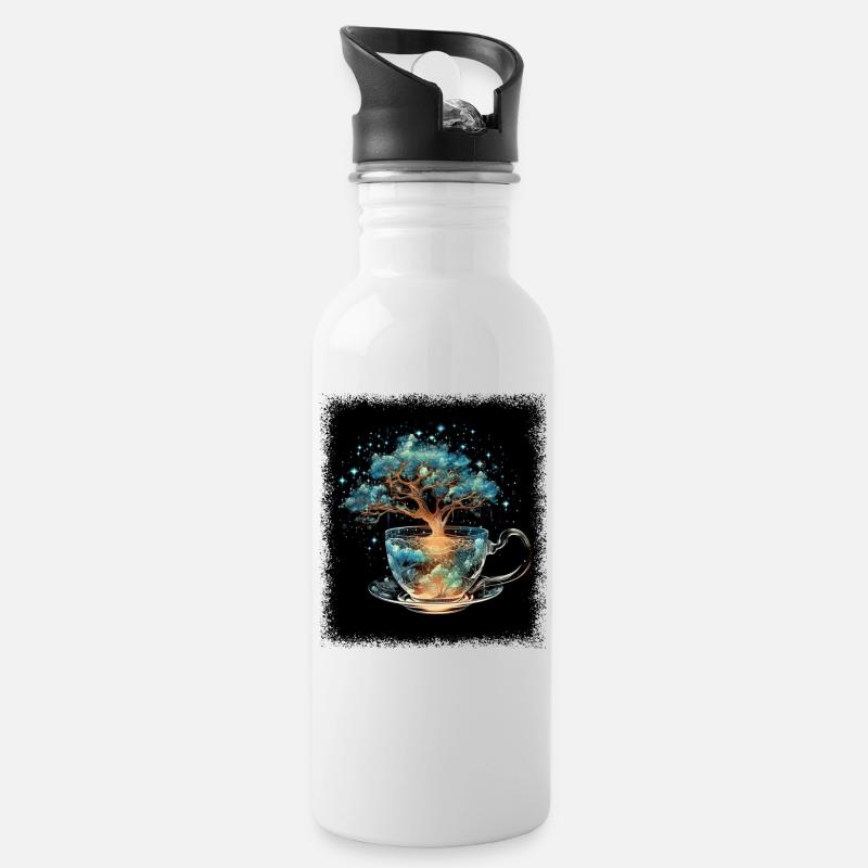 quote birthday present idea bubble tea time - Trinkflasche mit integriertem Trinkhalm - Weiß