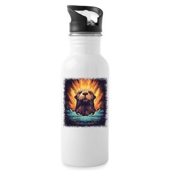 Cool an Otter bébé animaux anniversaire humour amusant - Gourde avec paille intégrée - blanc - Droite