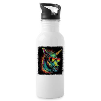 citation farting licorne blagues corn génial - Gourde avec paille intégrée - blanc - Droite