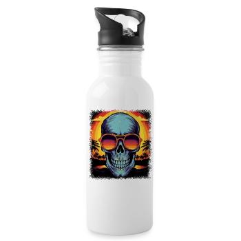 Geek Funny Statement Quote Human Skeleton - Water bottle with straw - white - Right