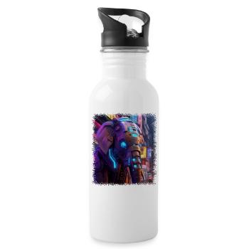 Happy Birthday Bday Fun Elephants Funny Quote - Water bottle with straw - white - Right