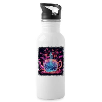 awesome jokes gift global peace green present cool - Trinkflasche mit integriertem Trinkhalm - Weiß - Rechts