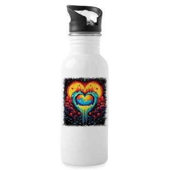 counterculture sayings love hippie gift idea - Water bottle with straw - white - Right