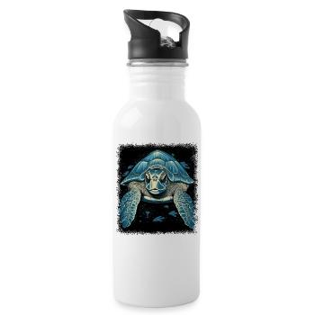 Turtle Gift Earth Creature Animal Defense - Water bottle with straw - white - Right