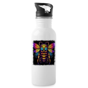 bee kind animal lover birthday present humor - Trinkflasche mit integriertem Trinkhalm - Weiß - Rechts