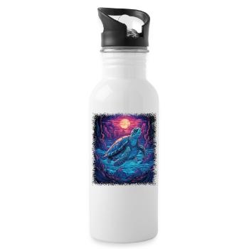 fun peace funky global peace geek peace symbol - Trinkflasche mit integriertem Trinkhalm - Weiß - Rechts