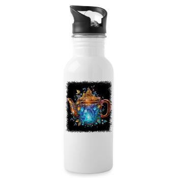 fun humor peace sign 1960s global peace funny - Trinkflasche mit integriertem Trinkhalm - Weiß - Rechts