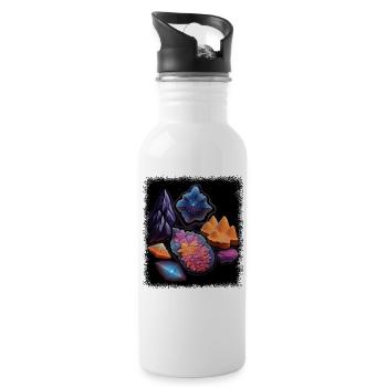 birthday present fun flower power heart peace - Water bottle with straw - white - Right