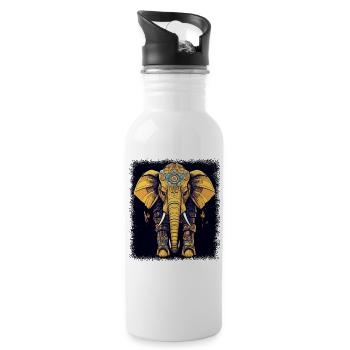 trendy happy funny awesome dog cute present jokes - Trinkflasche mit integriertem Trinkhalm - Weiß - Rechts