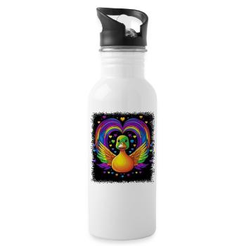 cool bathroom gift birthday present duck 8 bit - Trinkflasche mit integriertem Trinkhalm - Weiß - Rechts