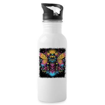 animal lover bee animal welfarists quote queen - Water bottle with straw - white - Right