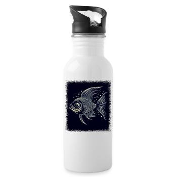 Sea Bass Fishing Tshirts Birthday Present Idea - Water bottle with straw - white - Right
