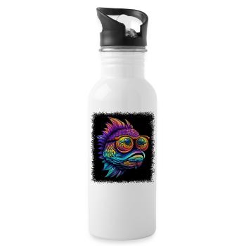 funny quote birthday present idea fish head - Water bottle with straw - white - Right