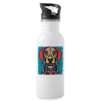 Chien chiens beagle cadeaux beagle père cadeau - Gourde avec paille intégrée - blanc - Droite