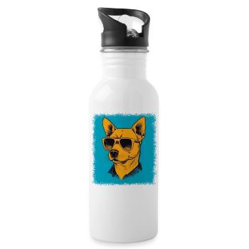 dogwalking birthday mammal quote geek jokes - Water bottle with straw - white - Right