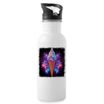 Humor Funny Heart Family Bday Geek Joke Happy Fun - Water bottle with straw - white - Right