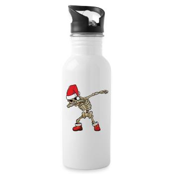 Dabbing Père Noël squelette - Gourde avec paille intégrée - blanc - Droite