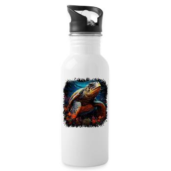 Turtle Lover Love Geek Animal Park Turtle Terrapin - Water bottle with straw - white - Right