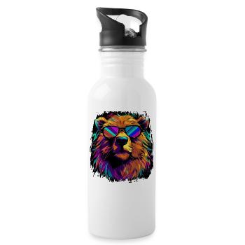 Awesome Adult Animal Beavers Cycling Dabar - Water bottle with straw - white - Right