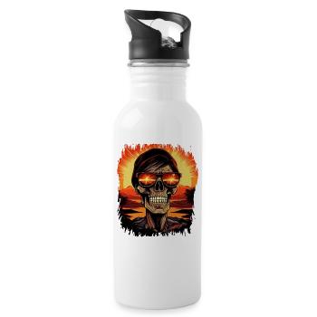Birthday Present Dinosaur Skeleton Tshirts - Water bottle with straw - white - Right