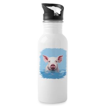 funny quote piglets present funny barbeque vegan - Trinkflasche mit integriertem Trinkhalm - Weiß - Rechts