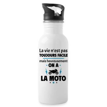 La vie n'est pas toujours facile, moto - Gourde avec paille intégrée - blanc - Droite