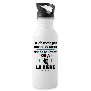 La vie n'est pas toujours facile, bière - Gourde avec paille intégrée - blanc - Droite