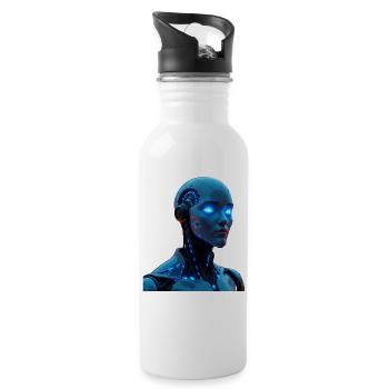 KI (Künstliche Intelligenz) - Trinkflasche mit integriertem Trinkhalm - Weiß - Rechts
