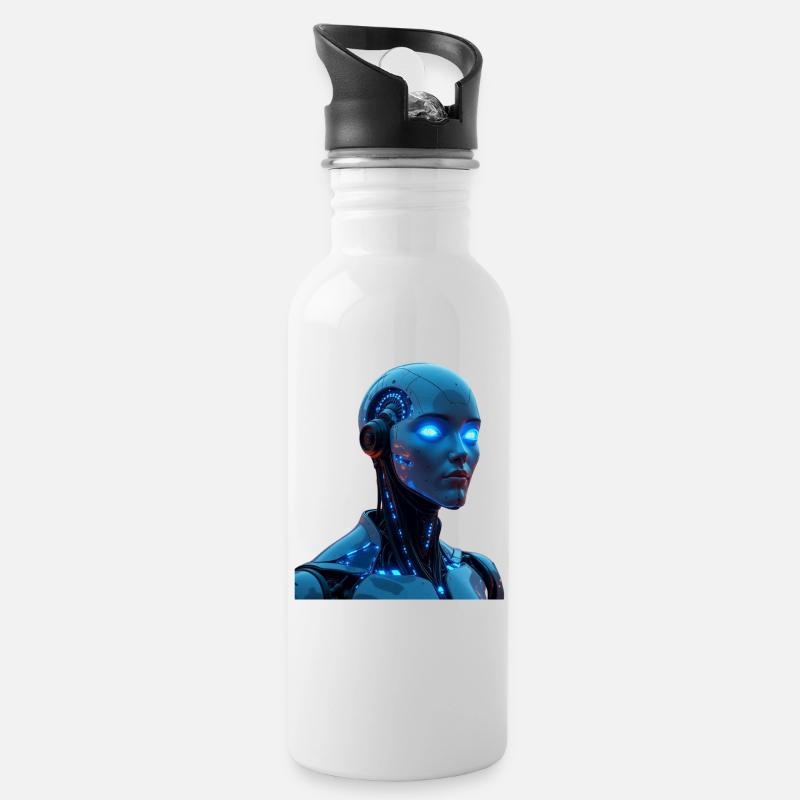 IA (Intelligence Artificielle) - Gourde avec paille intégrée - blanc