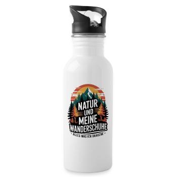 Wandern Wald Berge Wanderschuhe Spruch - Trinkflasche mit integriertem Trinkhalm - Weiß - Rechts