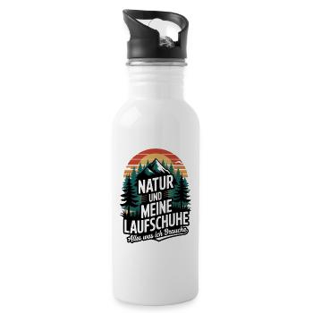 Laufsport Wald Berge Natur Joggen Laufen - Trinkflasche mit integriertem Trinkhalm - Weiß - Rechts