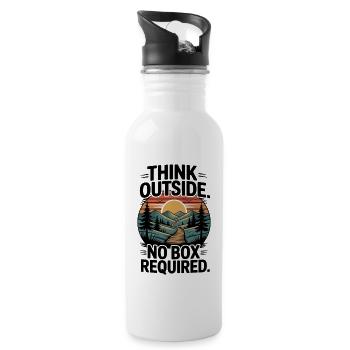 Hiking Outdoor Camping Saying - Water bottle with straw - white - Right