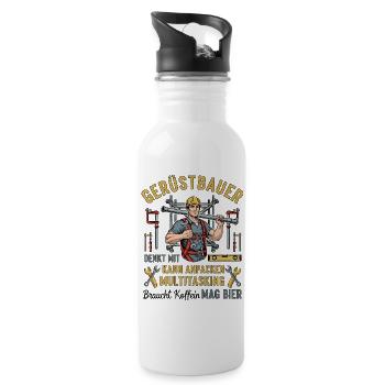 Der Gerüstbauer - Trinkflasche mit integriertem Trinkhalm - Weiß - Rechts