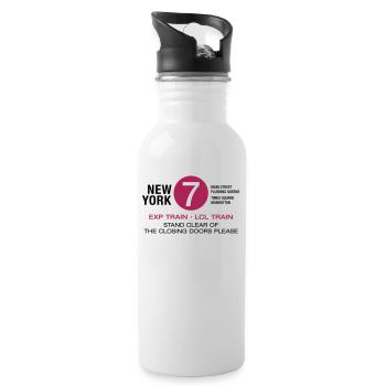 New York City Subway Subway 7 Manhattan Queens NYC - Water bottle with straw - white - Right