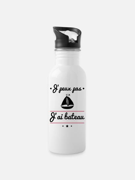 J'peux pas j'ai bateau, marin, mer, océan - Gourde avec paille intégrée - blanc