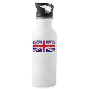 Union Jack English Flag Great Britain - Water bottle with straw - white - Right