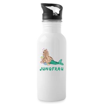 jungfrau - Trinkflasche mit integriertem Trinkhalm - Weiß - Rechts