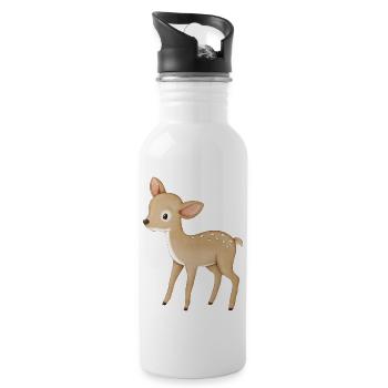 Deer fawn - Water bottle with straw - white - Right