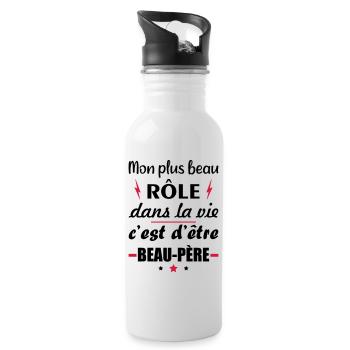 Mon plus beau rôle beau père, cadeau beau papa - Gourde avec paille intégrée - blanc - Droite