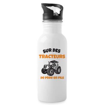 Sur des tracteurs de père en fils cadeau - Gourde avec paille intégrée - blanc - Droite