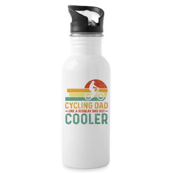 Radfahrer Papa wie ein normaler Vater nur cooler - Trinkflasche mit integriertem Trinkhalm - Weiß - Rechts