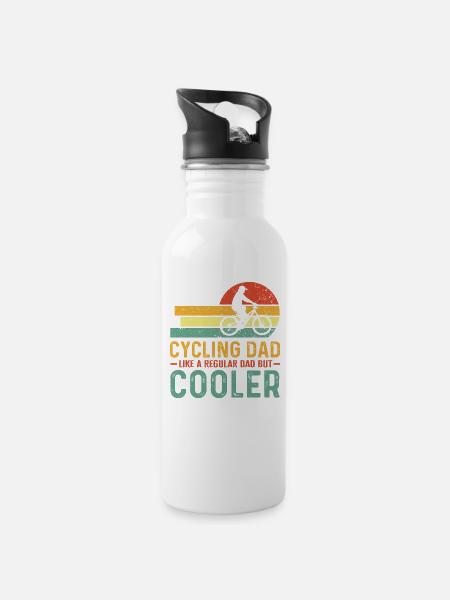 Radfahrer Papa wie ein normaler Vater nur cooler - Trinkflasche mit integriertem Trinkhalm - Weiß