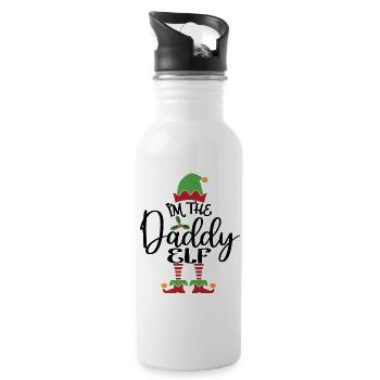 Papa Elf Niedliches lustiges passendes Weihnachtskostüm - Trinkflasche mit integriertem Trinkhalm - Weiß - Rechts