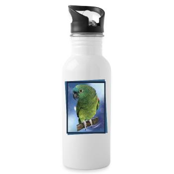 Die Blaustirnamazone - Trinkflasche mit integriertem Trinkhalm - Weiß - Rechts