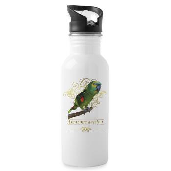 Die Blaustirnamazone - Trinkflasche mit integriertem Trinkhalm - Weiß - Rechts