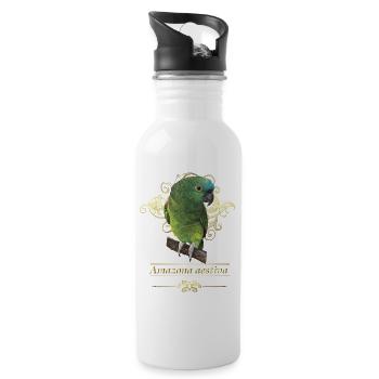 Die Blaustirnamazone - Trinkflasche mit integriertem Trinkhalm - Weiß - Rechts