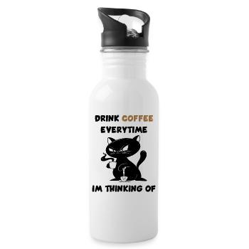 Trinke jedes Mal Kaffee, wenn ich daran denke. - Trinkflasche mit integriertem Trinkhalm - Weiß - Rechts