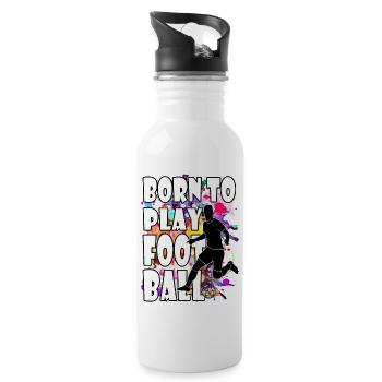 Born to play football : funny gift football player - Water bottle with straw - white - Right