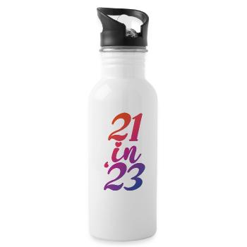 21st Birthday Gift 21 Years Old Men & Women - Water bottle with straw - white - Right